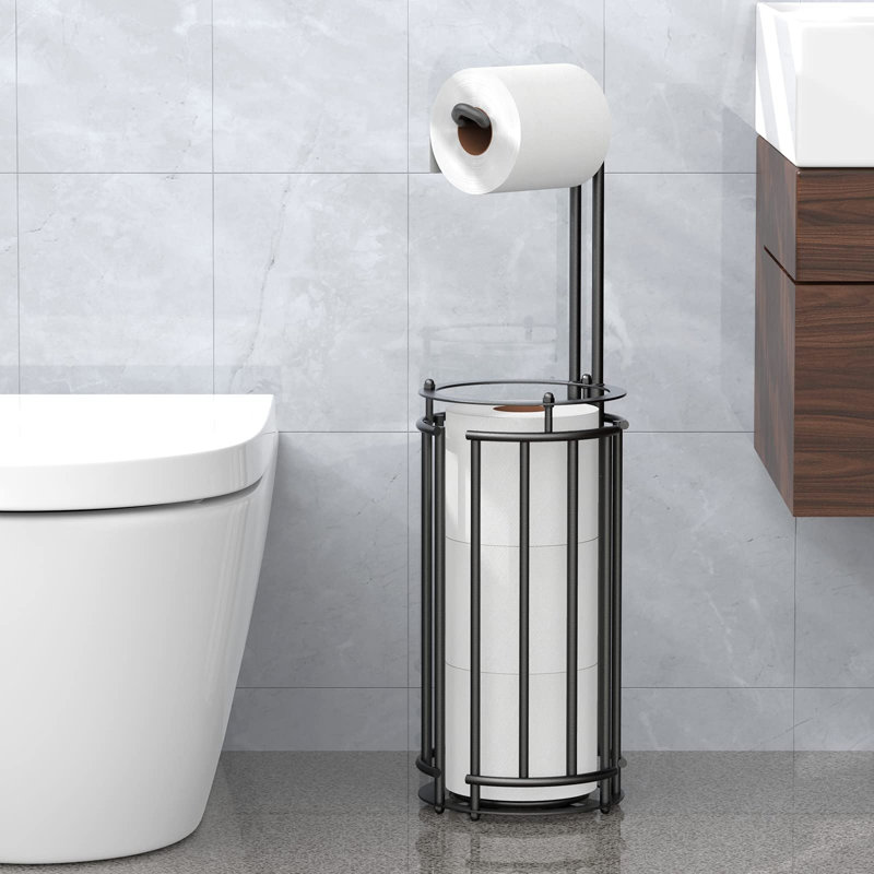 Porte-papier hygiénique sur pied sans outils, Noir