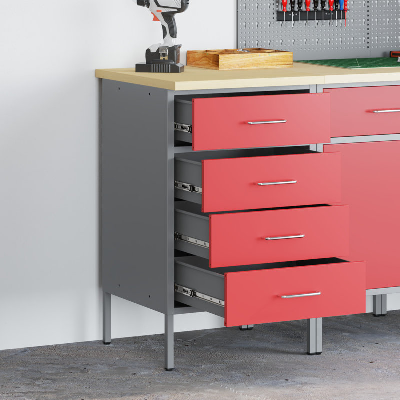 Steel Compact Cabinet Rectangular, Red