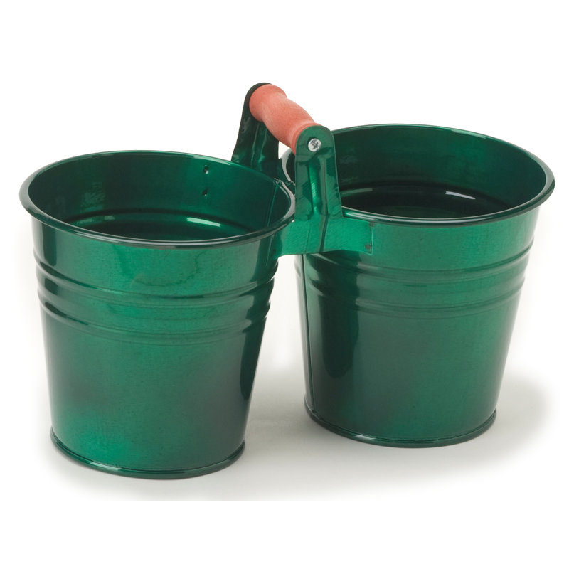 Pot à fleurs en acier galvanisé Jeltina, Vert glacé