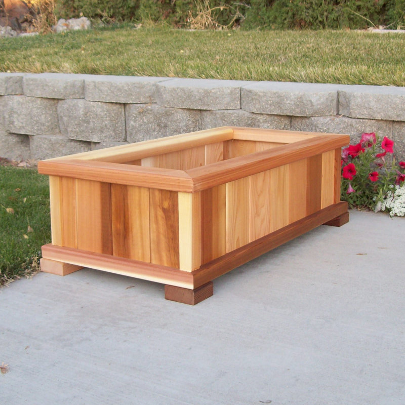 Bunceton Handmade Wood Planter Box, Cedar Stain, 13" H x 41" W x 21" D