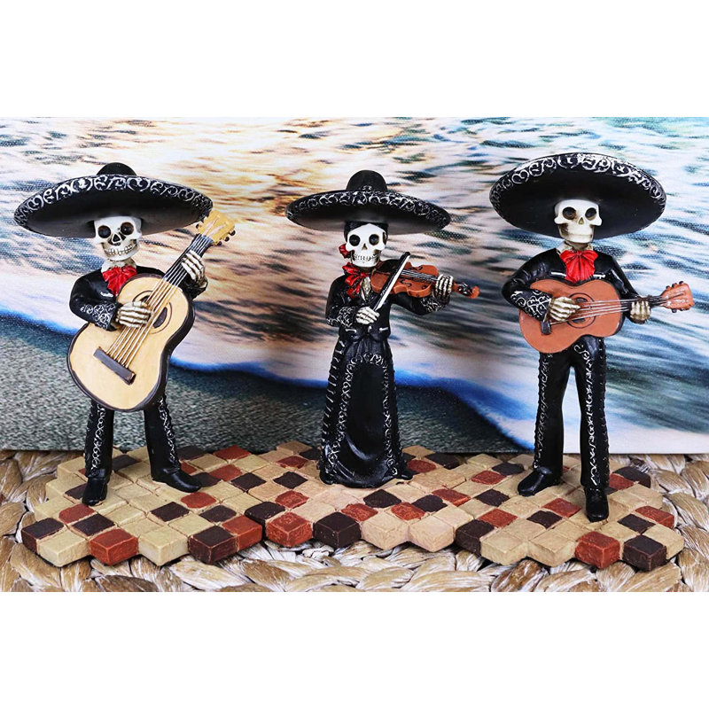 Figurine de guitare et violon squelette