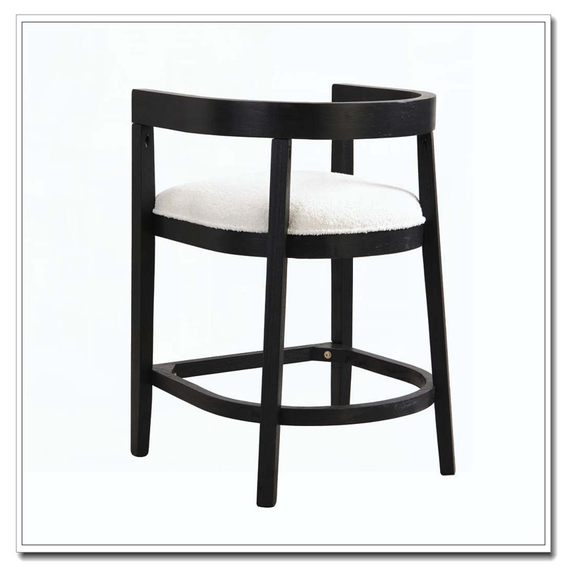 Tabouret de comptoir en bois d'hévéa, Noir