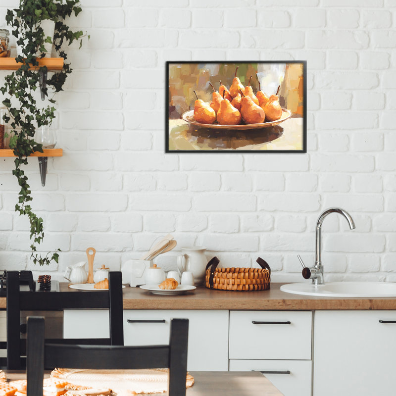 Poire Arrangement de table, giclée encadrée, design par Creative Studio, H 12 po x l 18 po, Giclée encadrée noir minuit