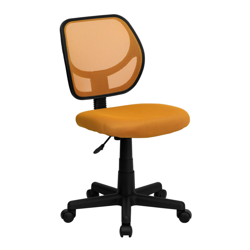 Low Back Mesh Swivel Task Office Chair with Curved Square Back, Orange, Not Included