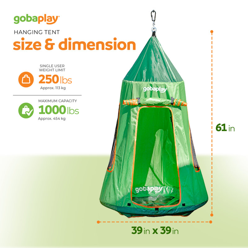  FlyMax Saucer Tree Swing with Tent, 39" Round Platform for Kids, Green