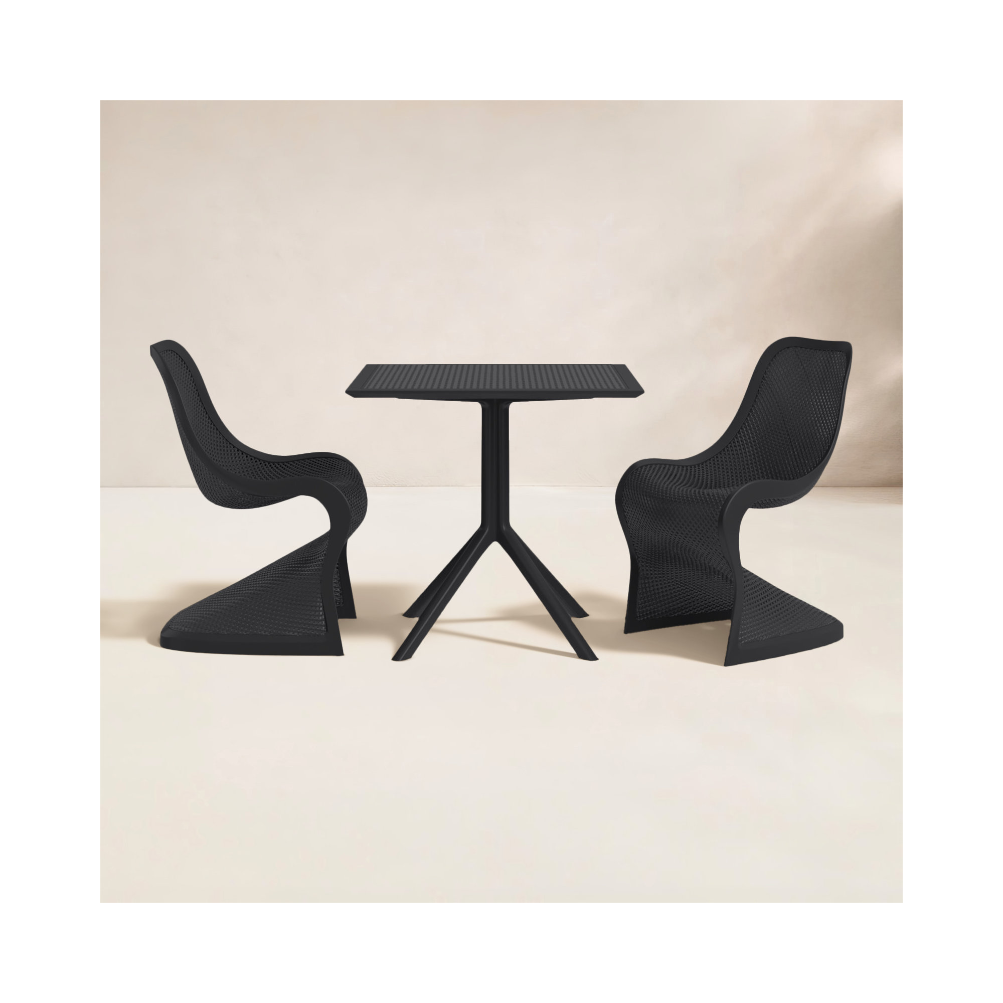 Farrah Patio 3 Piece Bistro Set, Black