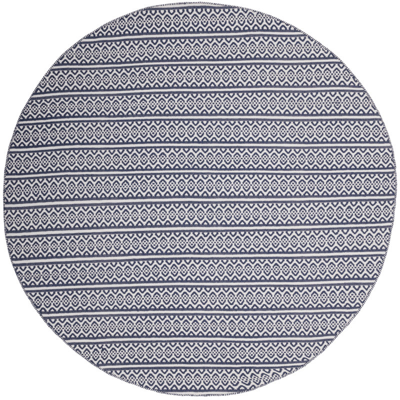 Melaina Hand Woven Cotton Striped Rug, Round 6'