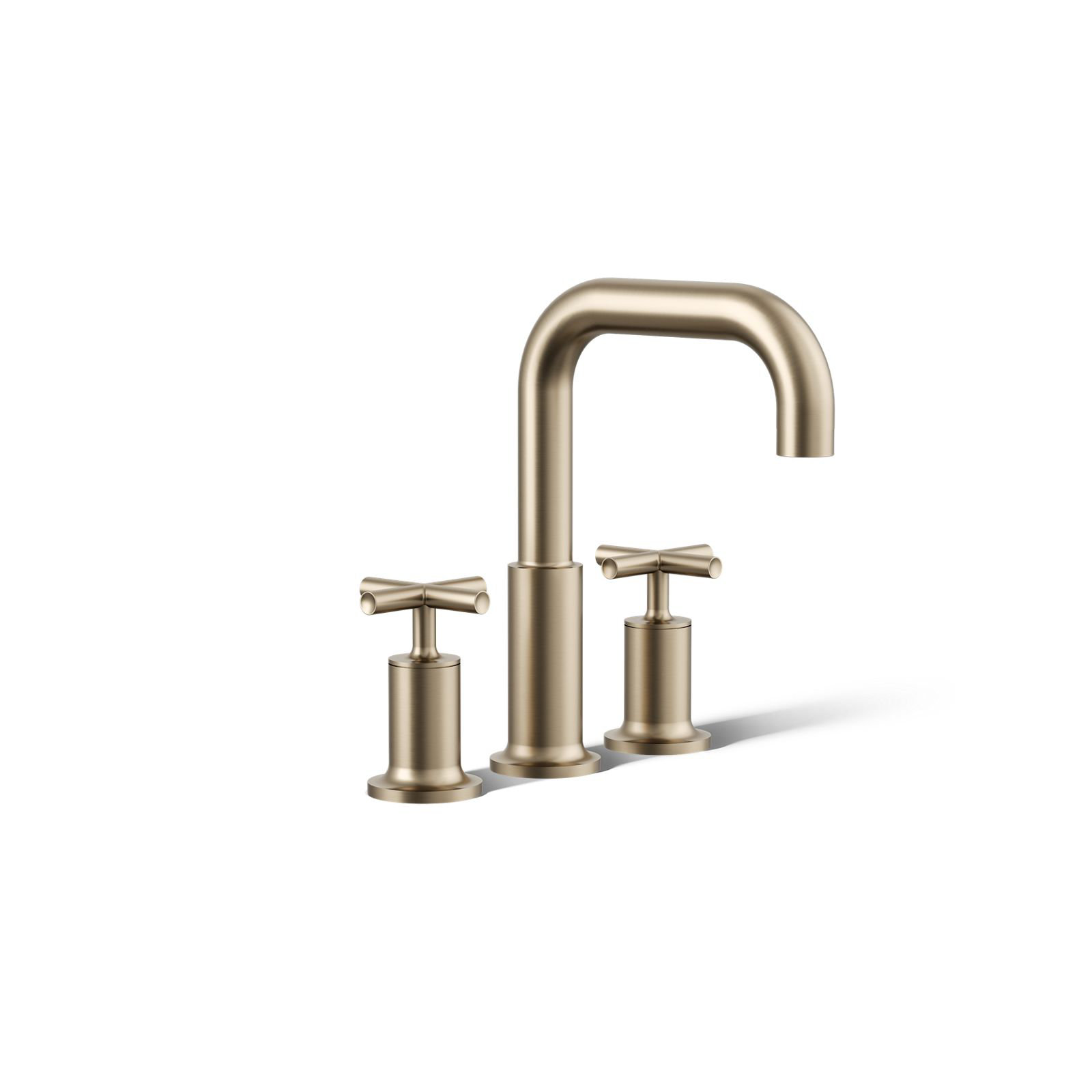 Purist Deck-Mount Bath Faucet Trim for High-Flow Valve with Cross Handles, Vibrant Brushed Bronze