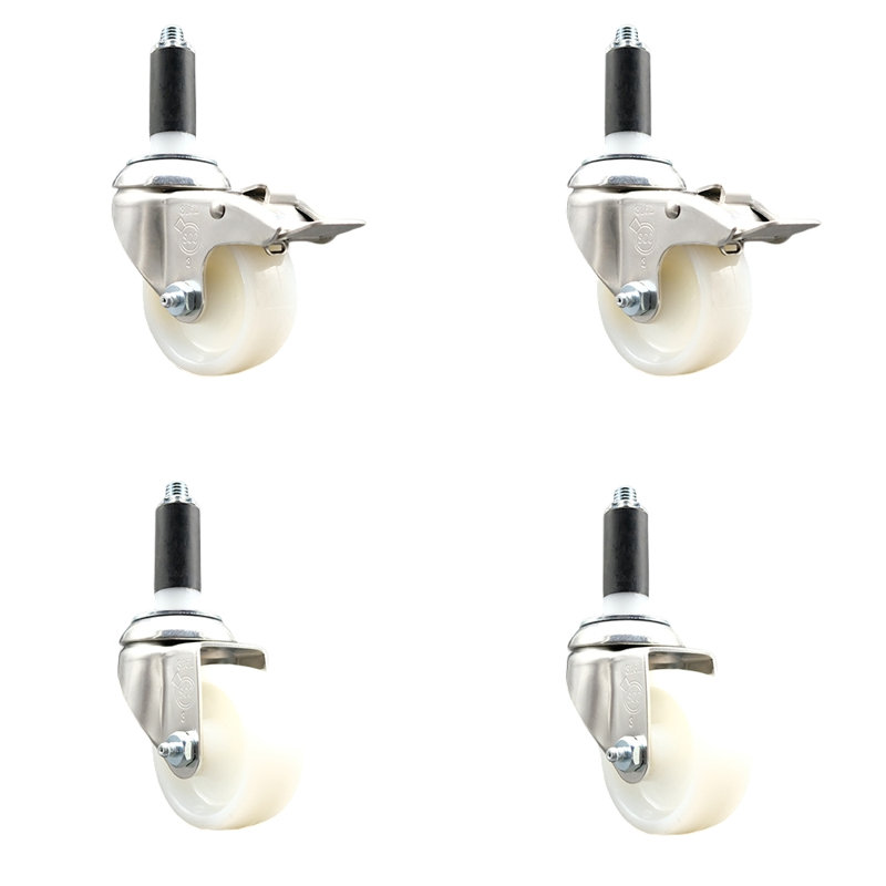 4 Piece Nylon Swivel Expanding Stem Caster Set