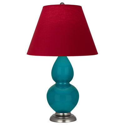 Small Double Gourd Accent Lamp - Sangria, Deep Patina Bronze - Lavender, Plum Shade