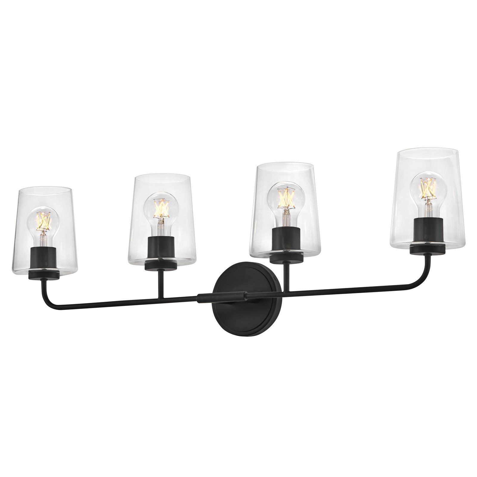 Verbena 4 Light Transparent Dimmable Vanity Light, Black