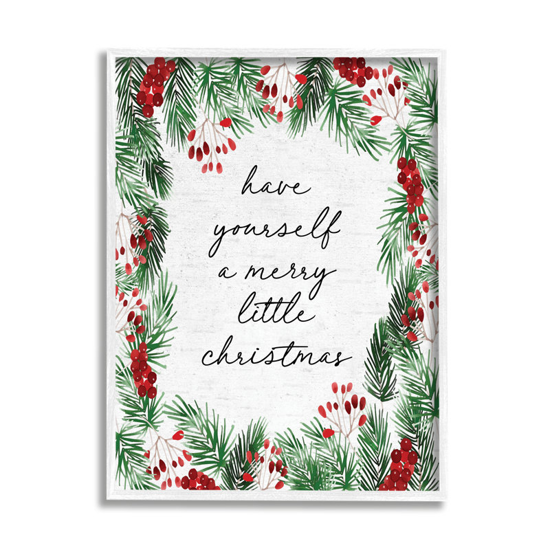 Ba-835 - Merry Little Christmas Script encadré sur bois, Estampe numérique encadrée blanc bord de mer