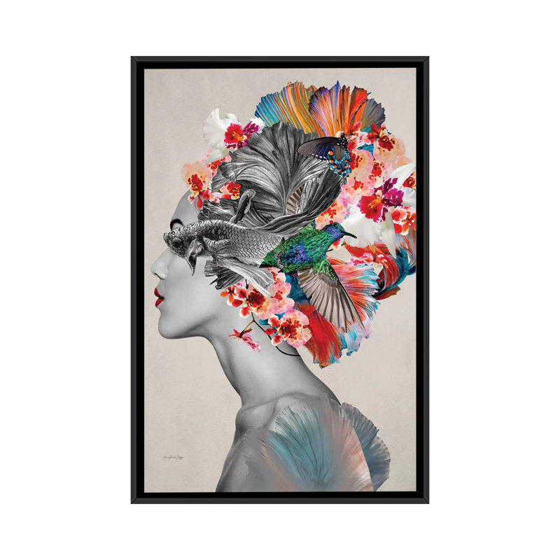 Aretha - par Ana Paula Hoppe, impression, H 48 po x l 32 po x P 1,5 po, Toile avec cadre noir, Aucun mat