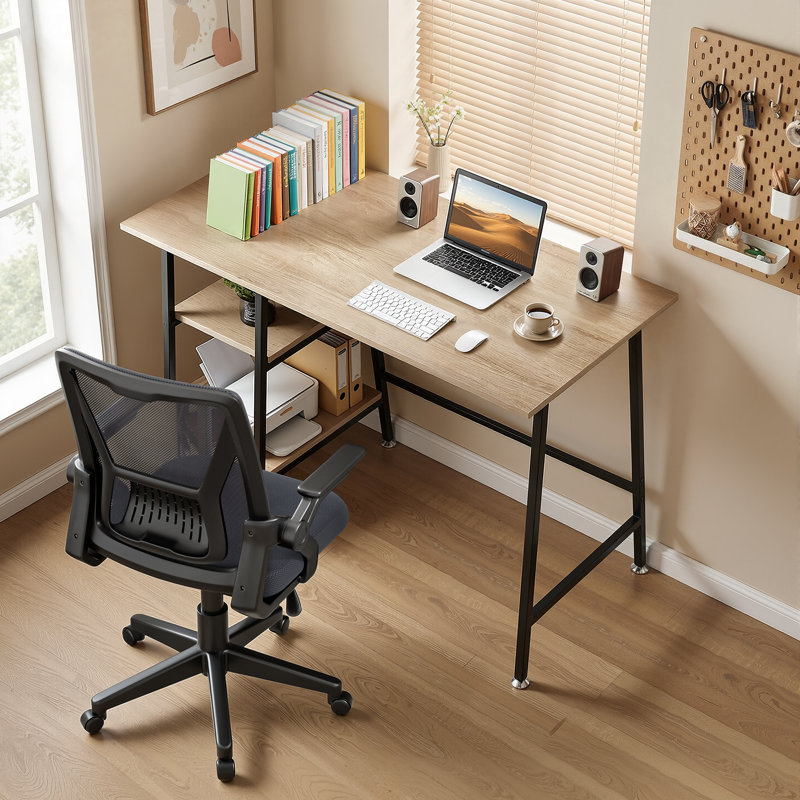 Home Office Desk Set With 1 Office Chair, Modern Desk Computer Desk With Storage Shelves, Writing Table With Chair For Home Office