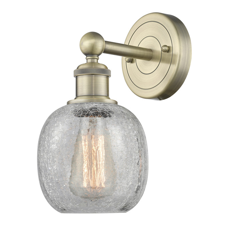 Cheraw Armed Sconce, Clear Crackle, Antique Brass