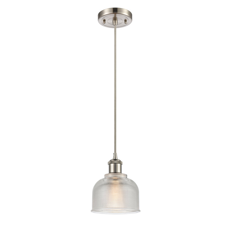 Luminaire suspendu à 1 lumière Shawnee, Transparent, Nickel satiné brossé, Ampoule non incluse