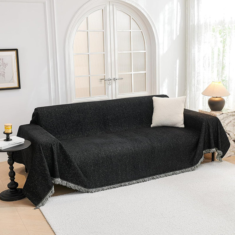 Housse de canapé noire pour canapé à 2 coussins modulaires