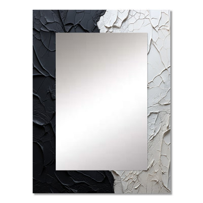 Minimalism Black And White Paint Corner - Coastal Large Mirror, White Decorative Wall Mirror, Printed Metal Art