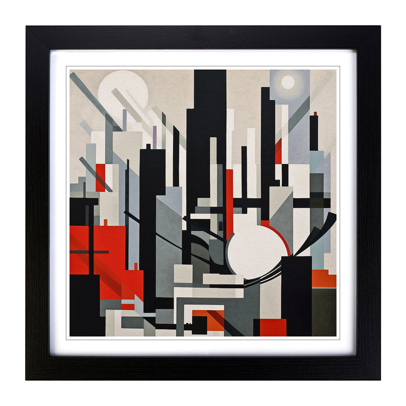 City Of Hong Kong Suprematism No.2 - Framed Print, Black