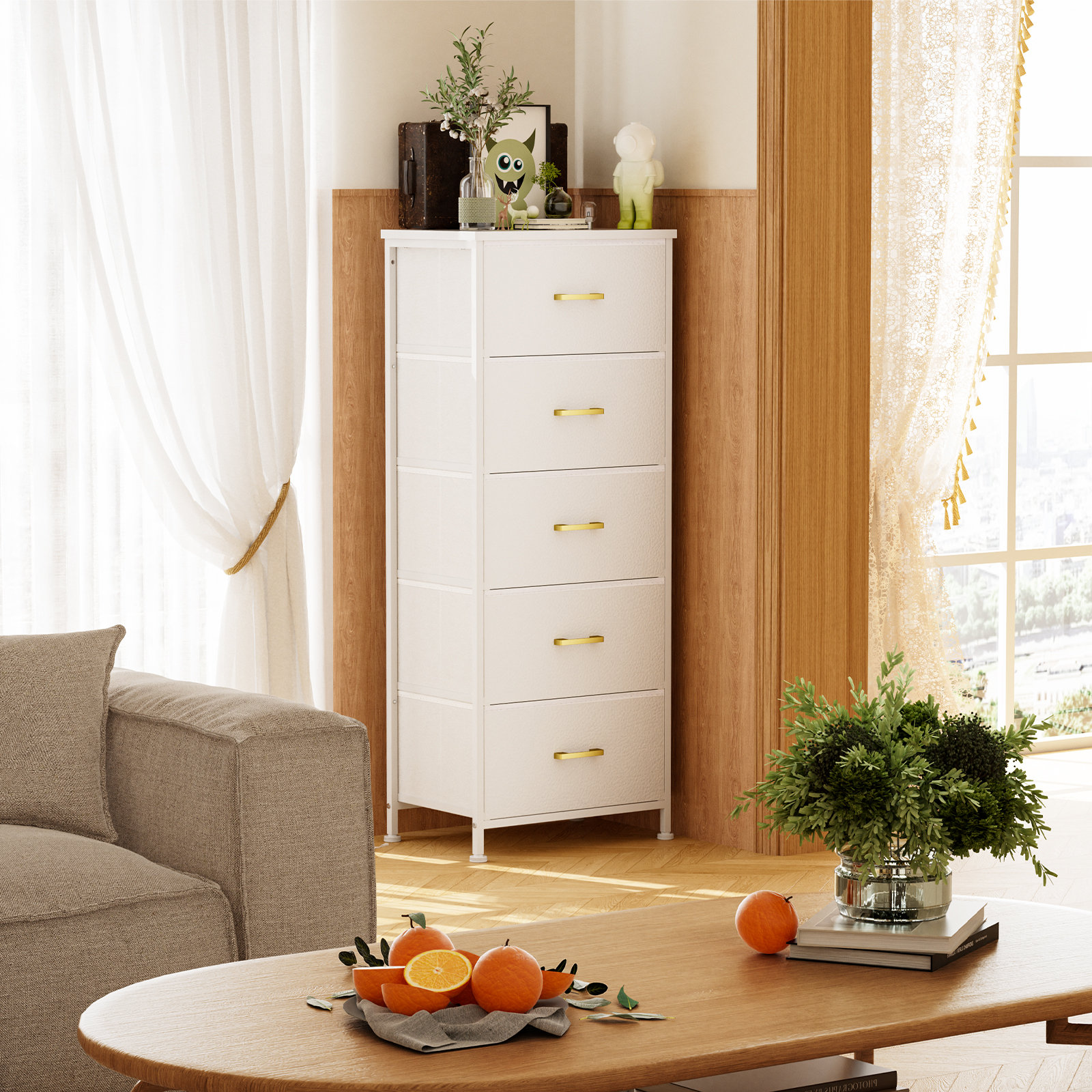 Tall chest of drawers store in living room