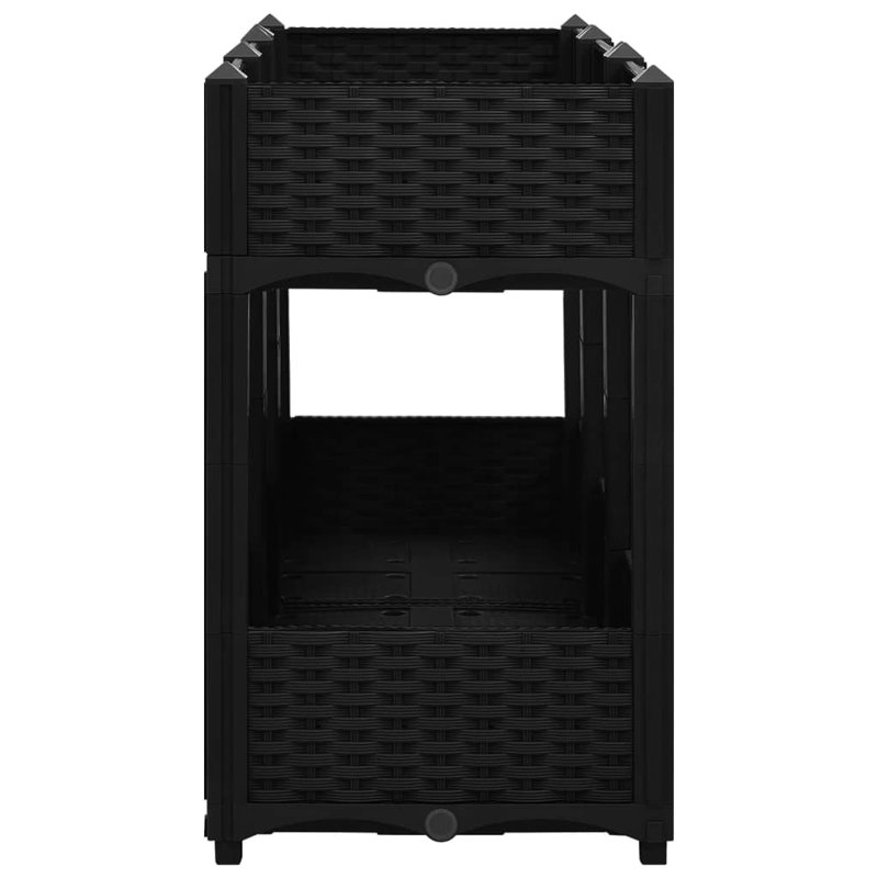 Thallon Planter Raised Flower Bed with Rattan Look Plant Box Polypropylene