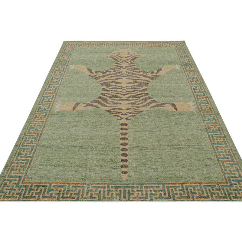 Distressed Homage Hand Knotted Wool Animal Print Area Rug, Rectangle 12' x 15'