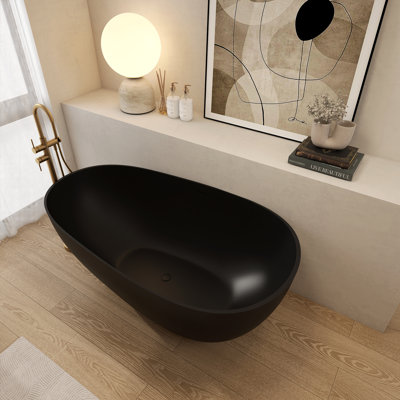 59”Solid Surface Bathtub, Freestanding Soaking Bathtub