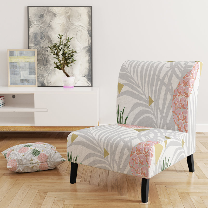 Fauteuil de chambre rembourré ananas sur feuilles tropicales