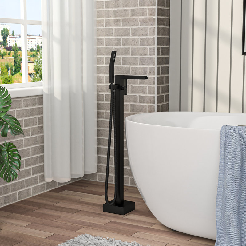 Relaxing Waterfall Flow Solid Brass Modern Bathroom Freestanding Tub Faucet