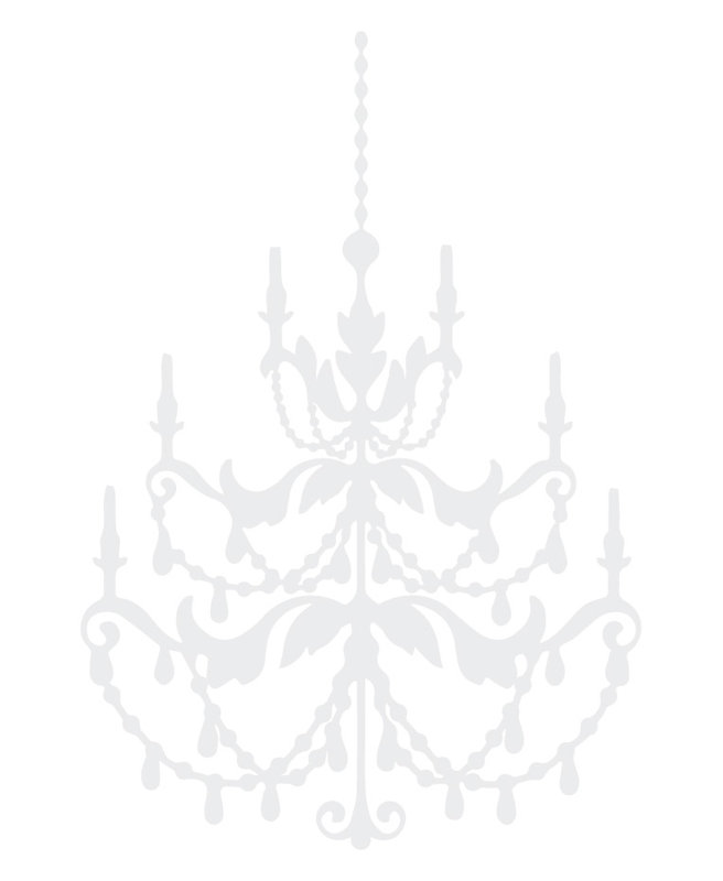 Décalcomanie murale lustre française, H 24 po x l 16 po x P 0,01 po, Blanc