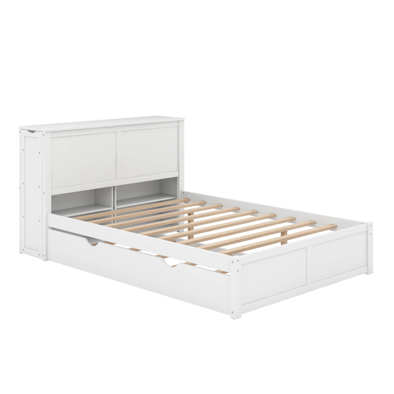 Lit plateforme avec rangement et tablettes gigognes, Double