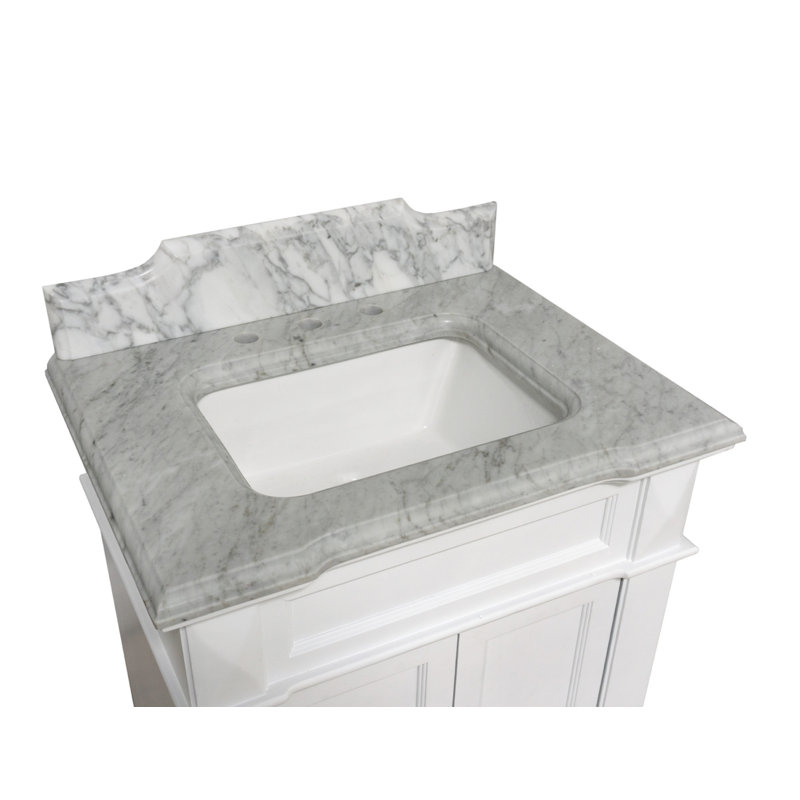 Ensemble de vanité simple de 30 po Aoibhin, Blanc, Marbre de Carrare