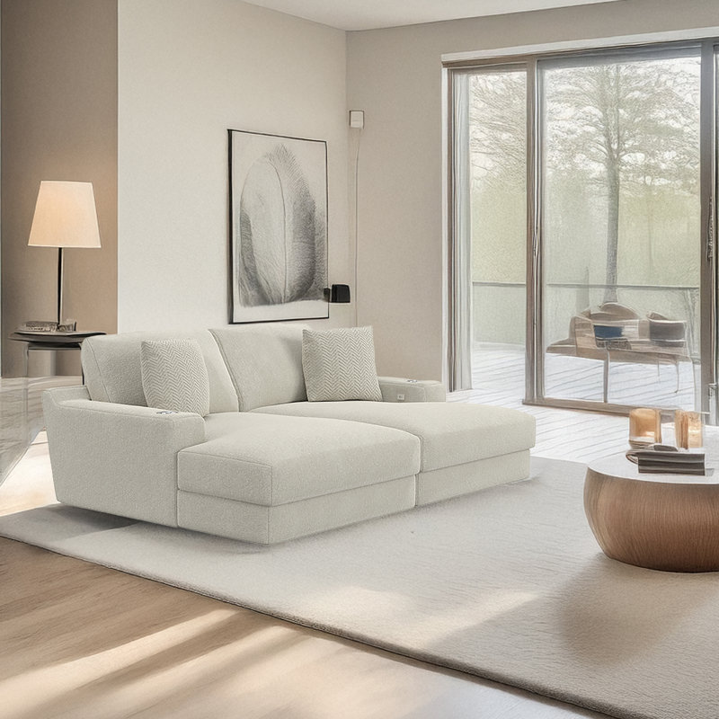 Canapé modulaire rembourré Choni, Mélange de polyester blanc