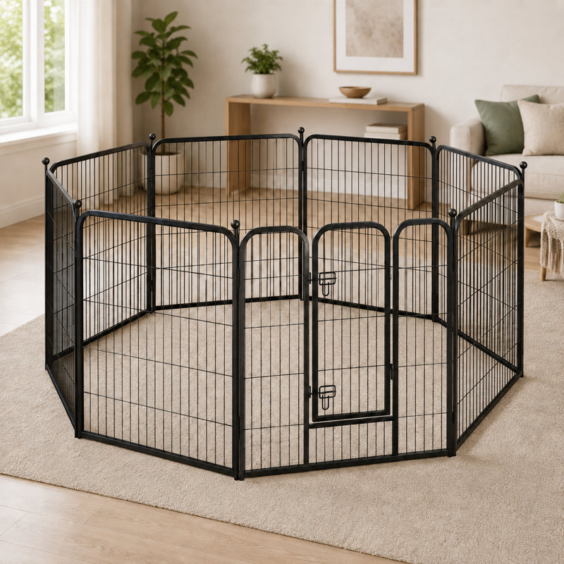 Metal Dog Exercise Playpen (8 Panels), Silver Gray, 31.5" H
