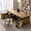 Bureau de direction en bois massif en forme de L avec tiroirs-1374036360