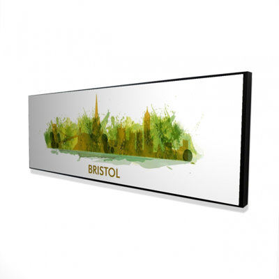 «Paint Splash Silhouette of Bristol - Office Green», toile encadrée