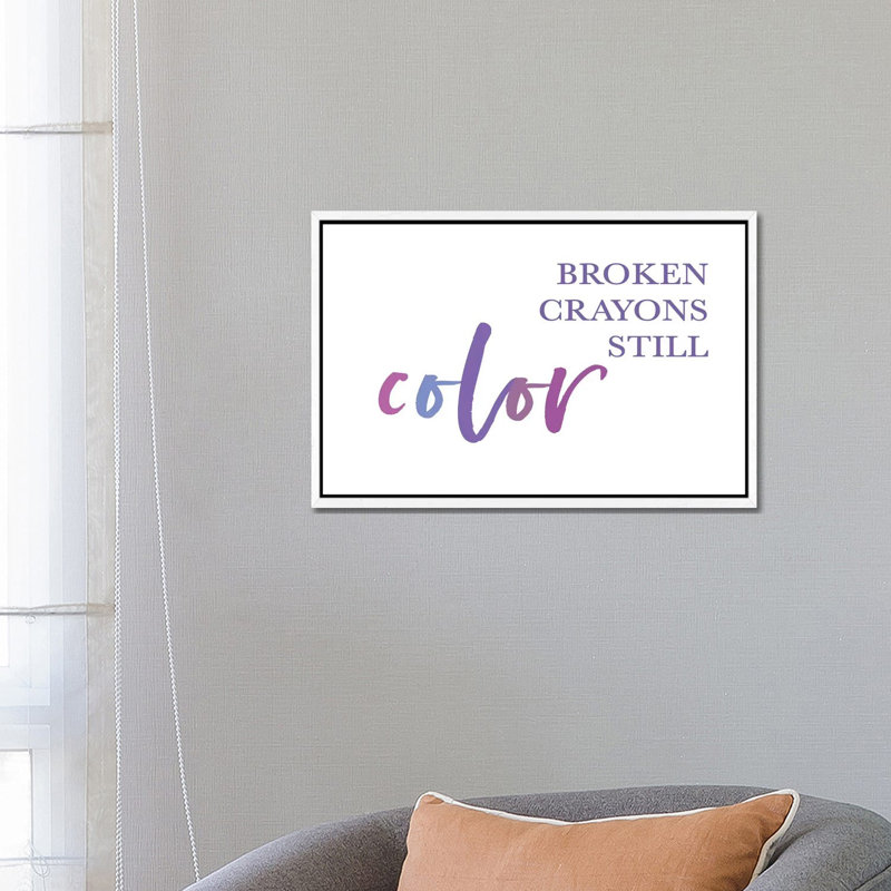 Broken Crayons II by Leah Straatsma - Print on Canvas, 45.72cm H x 66.04cm W x 3.81cm D, White Floater Framed