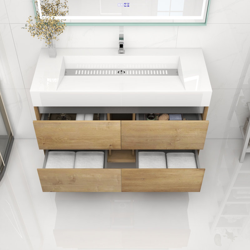 Meuble-lavabo mural simple 48 po, Chêne