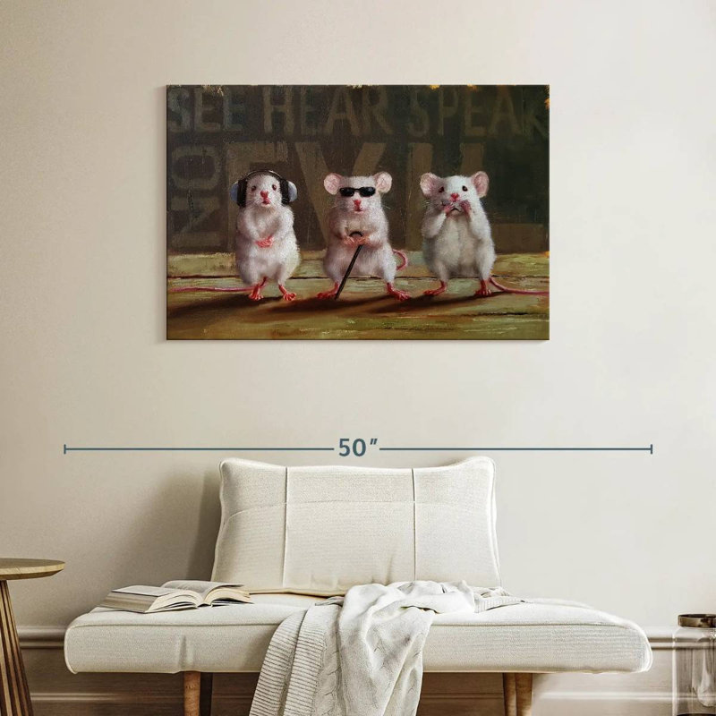 Three Wise Mice, 26" H x 39" W