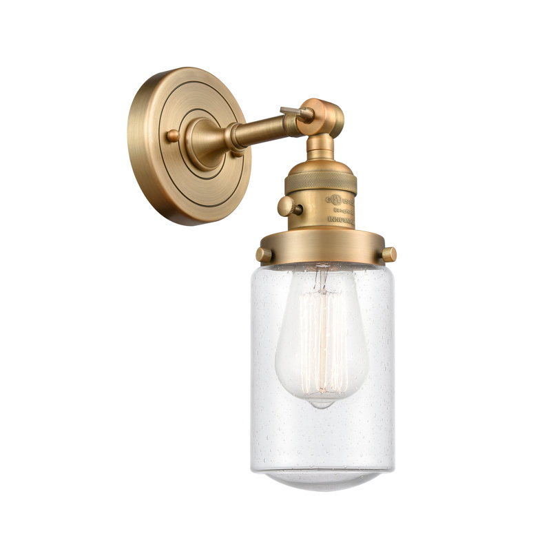 Saroyan Armed Sconce, 3.5 Watt Vintage LED Bulb, Seedy, Brushed Brass