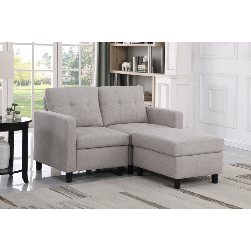 Montray 55.1" Upholstered Loveseat, Light Gray Linen Blend