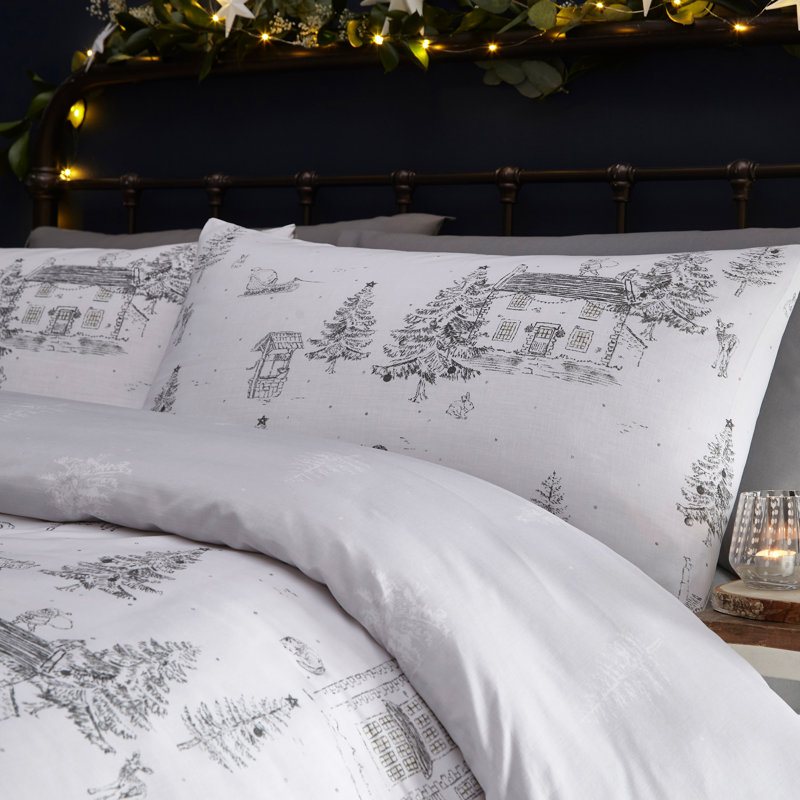 Midwinter Toile Cotton Blend No Pattern Duvet Cover Set with Pillowcases, 260 x 220cm Duvet Cover + 2 Standard Pillowcases