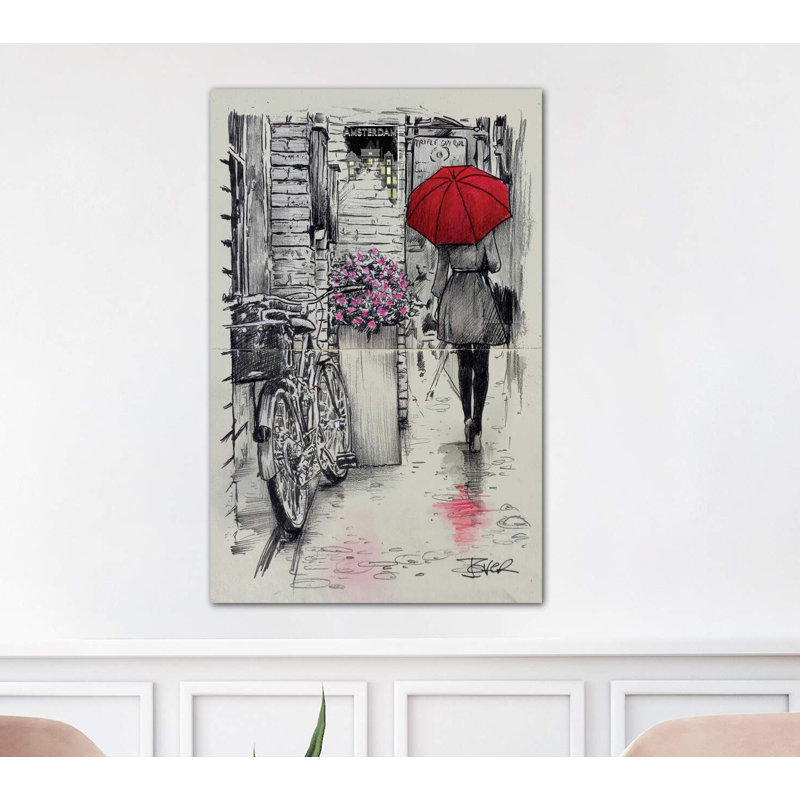 Amsterdam Walk by Loui Jover - Wrapped Canvas Painting, 101.6 cm H x 66.04 cm W x 3.175 cm D