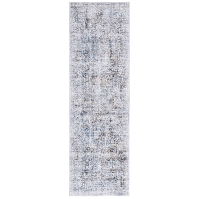 Tapis bleu uni en polyester tissé à la machine Talena, Tapis de couloir 2 pi 6 po x 8 pi