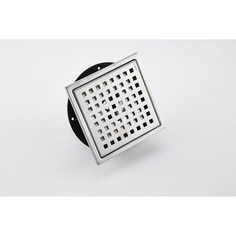 6 Inch Grid Shower Floor Drain, Brushed Nickel