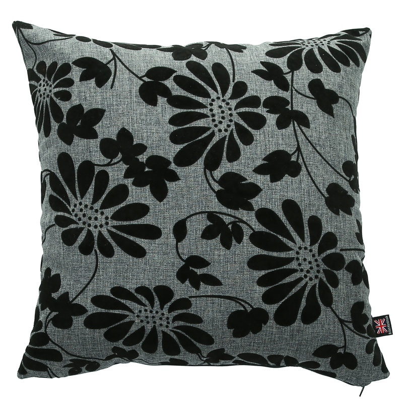 Alonso Floral Square Cushion, Large, Grey