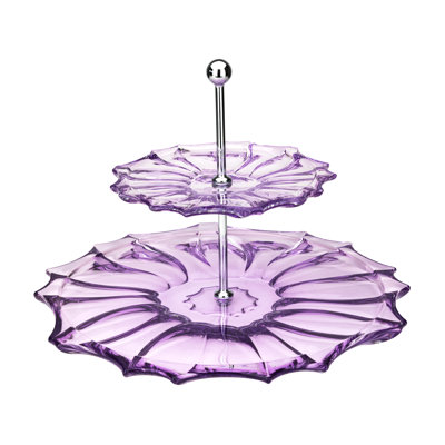 Présentoir à gâteaux à 2 niveaux de 8,5 pouces Plantica rose Armahn Crystal