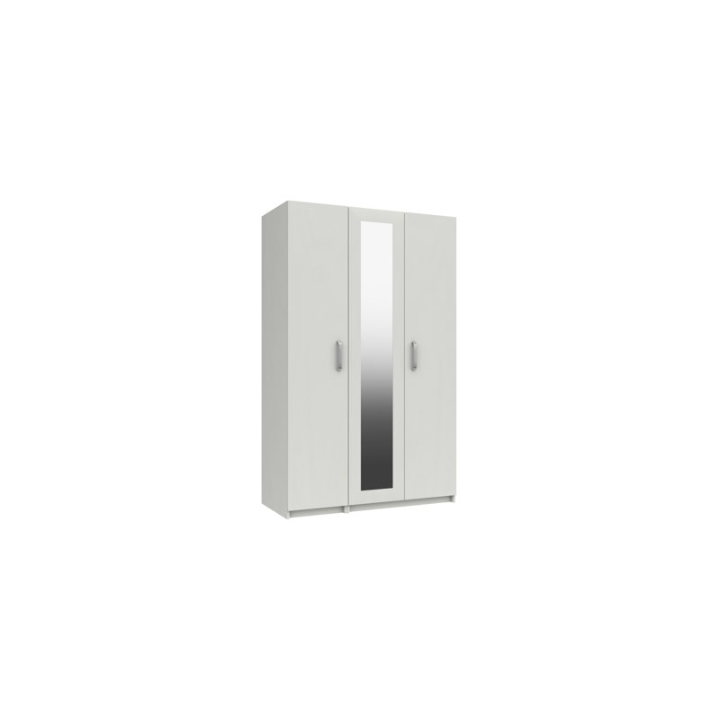 Narvaez 3 Door Manufactured Wood Wardrobe, White Gloss
