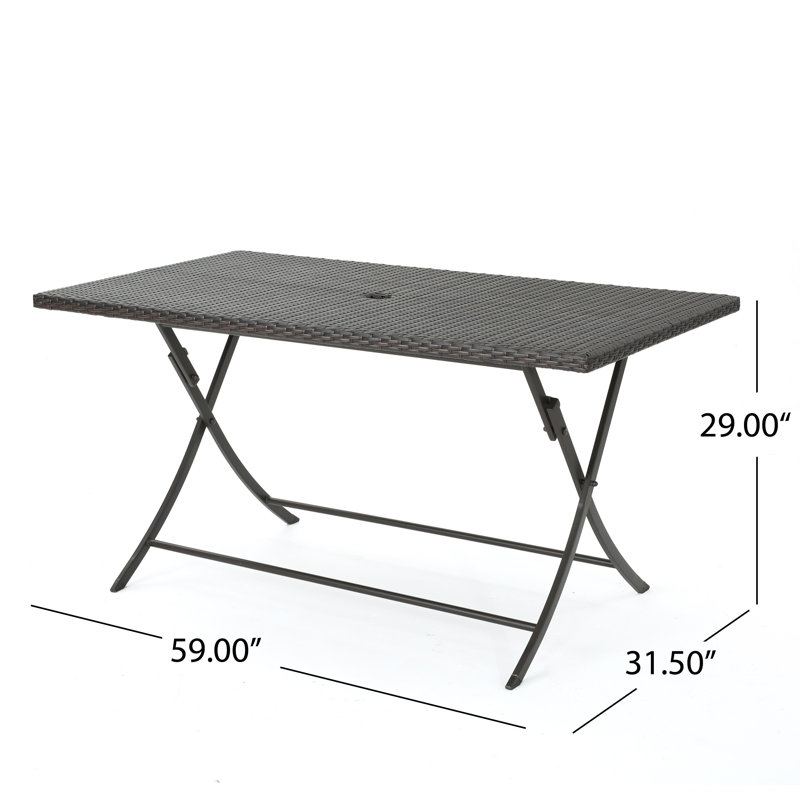 Jazzi 6 - Person Wicker Patio Dining Set with Rectangular Table