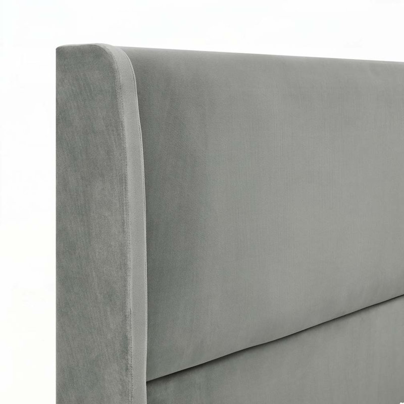 Lit plateforme à oreilles en velours, gris, Très grand